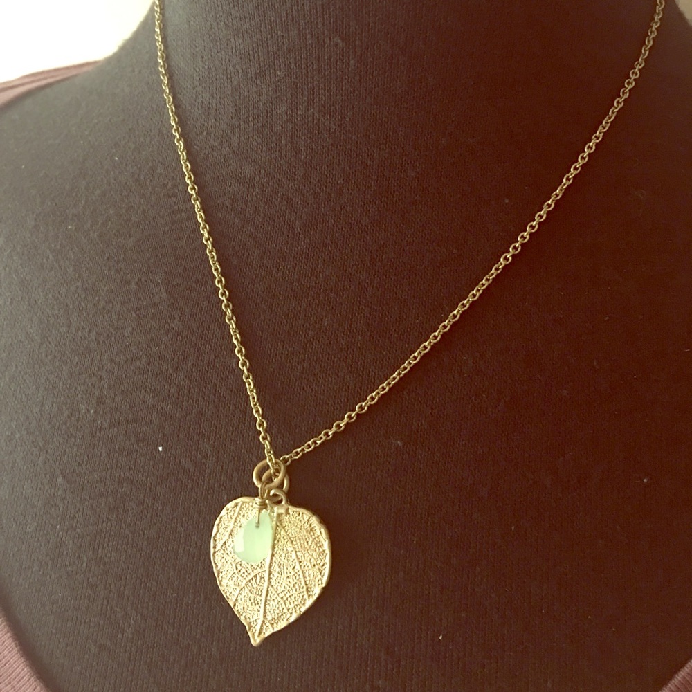 Ella James Leaf And Aqua Color Pendants Necklace